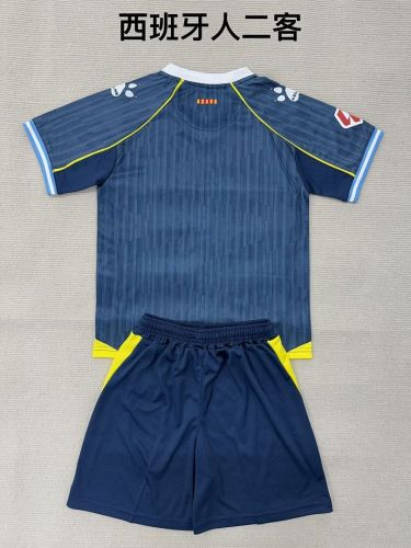 Youth Uniform Kids Kit 2025-2026 Espanyol Third Away Dark Blue Soccer Jersey Shorts Child Football Set