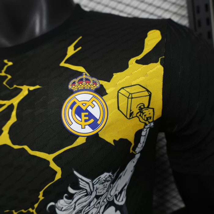Player Version 2025-2026 Real Madrid black marvel version Soccer Jersey Real Football Shirt