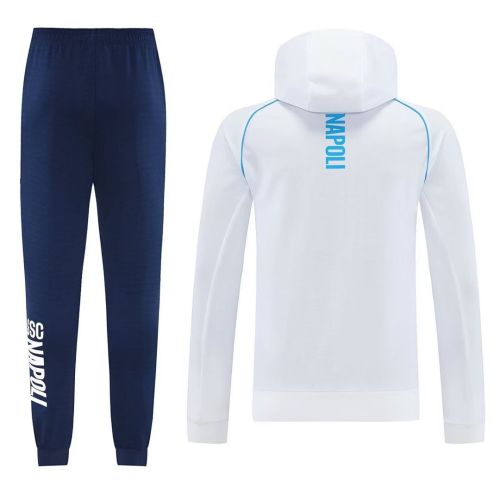 with Caps 2025-2026 Napoli White Soccer Windbreaker Hoodie and Pants Napoles Football Hoody