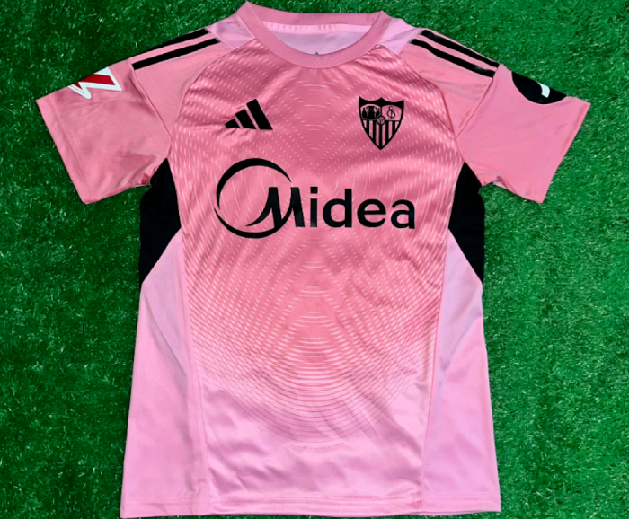 Fans Version 2025-2026 Sevilla Pink Goalkeeper Soccer Jersey Football Shirt