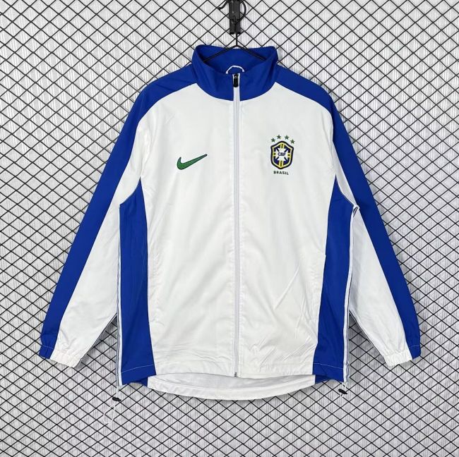 Retro Jacket 1998 Brazil White Soccer Windbreaker Jacket Brasil Football Jacket