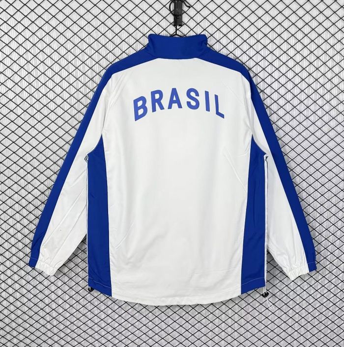 Retro Jacket 1998 Brazil White Soccer Windbreaker Jacket Brasil Football Jacket