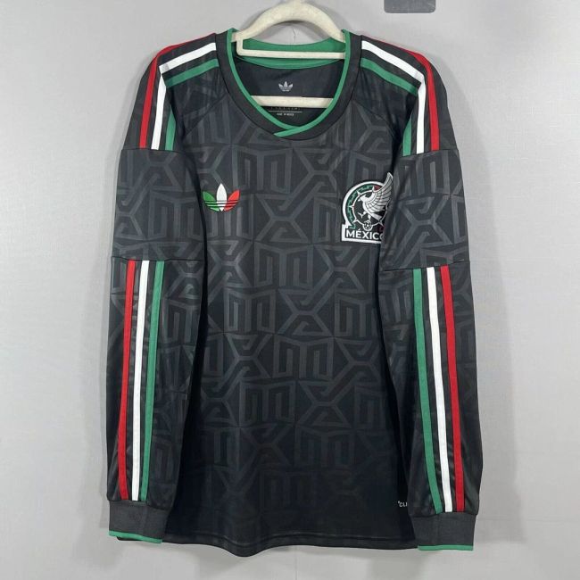 Long Sleeve Fan Version 2026 Mexico Black Soccer Jersey Football Shirt