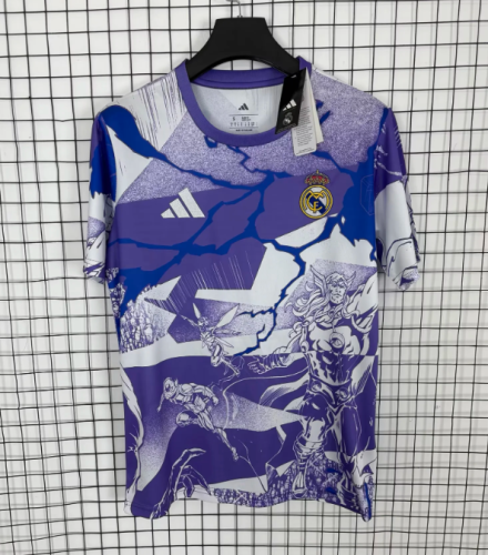 Fans Version 2025-2026 Real Madrid Purple Marvel Version Soccer Jersey Real Football Shirt