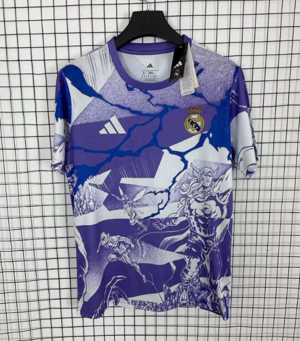 Fans Version 2025-2026 Real Madrid Purple Marvel Version Soccer Jersey Real Football Shirt