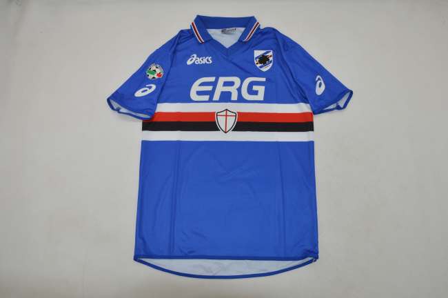 with Serie A Patch Retro Jersey 1993-1994 Sampdoria Home Soccer Jersey Vintage Football Shirt