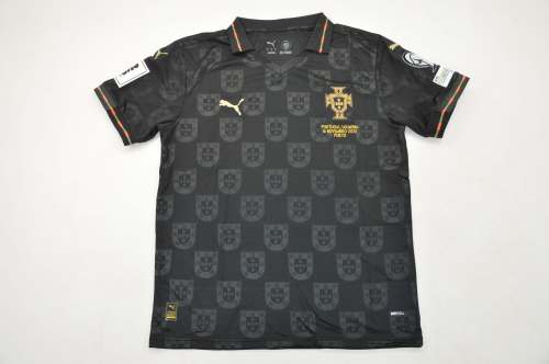 with Nations League Patch Fan Version 2026 Portugal RONALDO 7 Away Black Soccer Jersey Football Shirt