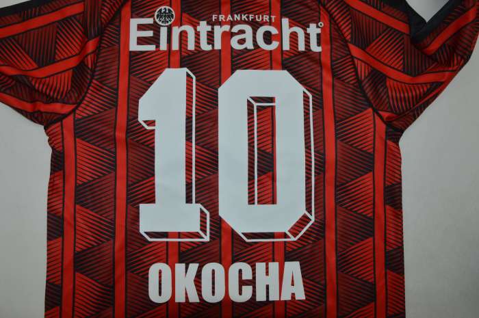 Long Sleeve Retro Jersey 1995-1996 Eintracht Frankfurt OKOCHA 10 Home Football Shirt Soccer Jersey