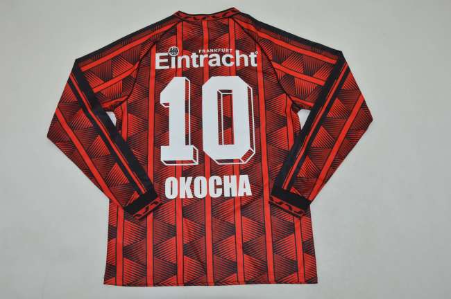Long Sleeve Retro Jersey 1995-1996 Eintracht Frankfurt OKOCHA 10 Home Football Shirt Soccer Jersey