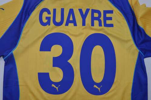 with LFP Patch Retro Jersey 2000-2001 Las Palmas GUAYRE 30 Home Soccer Jersey Vintage Football Shirt