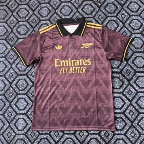 Fan Version Arsenal 2025-2026 Dark Red/Yellow Soccer Training Jersey Football Shirt
