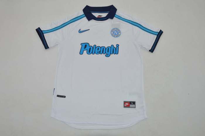 Retro Jersey 1998-1999 Calcio Napoli BELLUCI 10 Away White Soccer Jersey Napoles Vintage Football Shirt