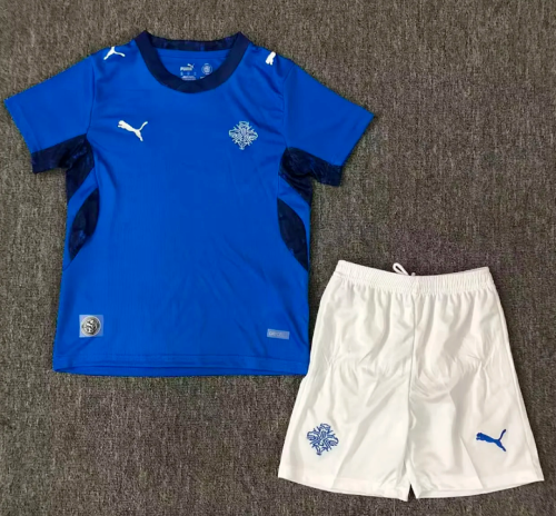 Youth Uniform Kids Kit 2026 Iceland Home Soccer Jersey Shorts Child Football Set