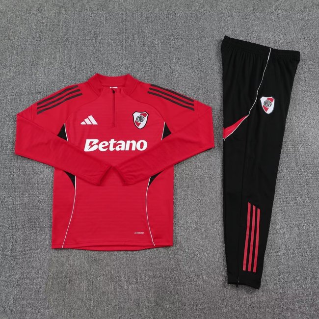 2025-2026 River Plate Red Soccer Training Sweater and Pants Football Kit