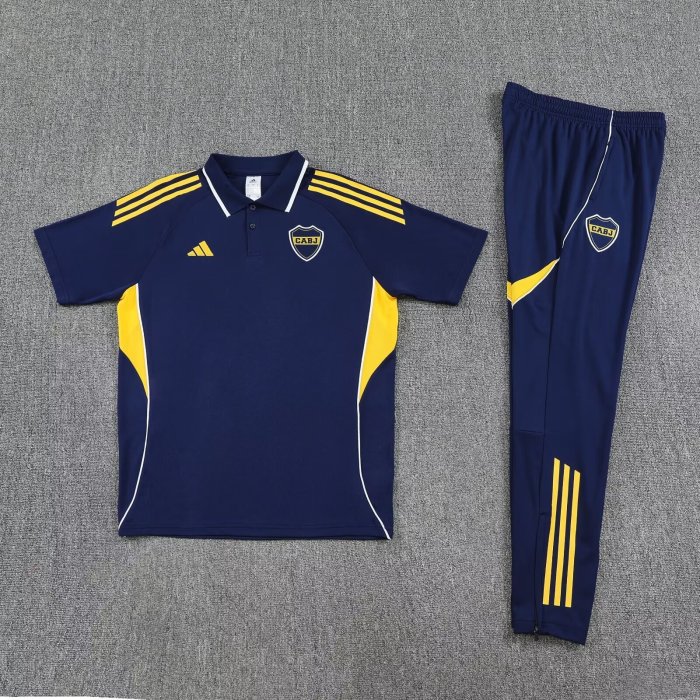 2025-2026 Boca Juniors Dark Blue Soccer Polo and Pants Football Kit