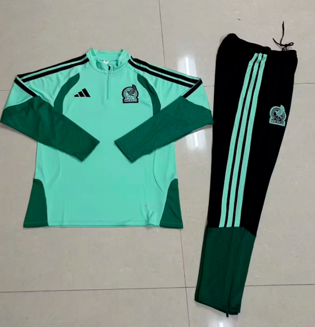 2025-2026 Mexico Light Green Soccer Training Sweater and Pants Football Kit