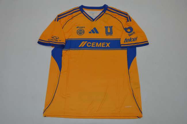 Fan Version 2025-2026 Tigres UANL Home Soccer Jersey Yellow Football Shirt