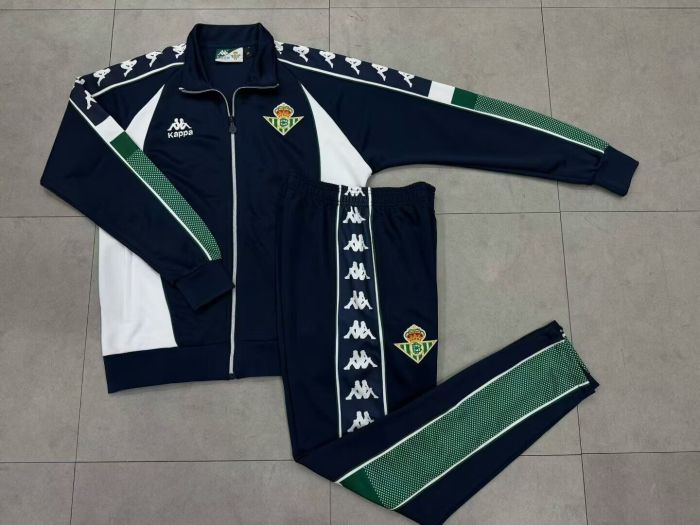 Retro 1995-1997 Real Betis Black Soccer Windbreaker Jacket Football Jacket and Pants