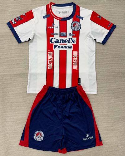 Youth Uniform Kids Kit 2025-2026 Atlético San Luis Home Soccer Jersey Shorts Child Football Set