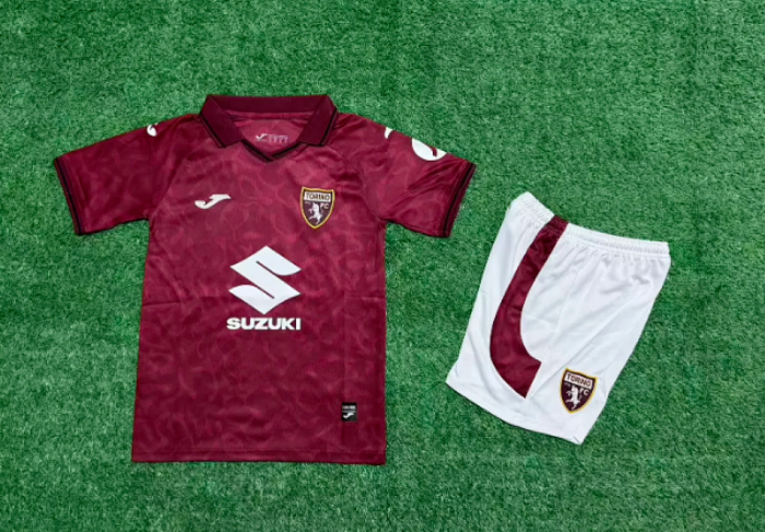 Youth Uniform Kids Kit 2025-2026 Torino Home Soccer Jersey Shorts Child Football Set