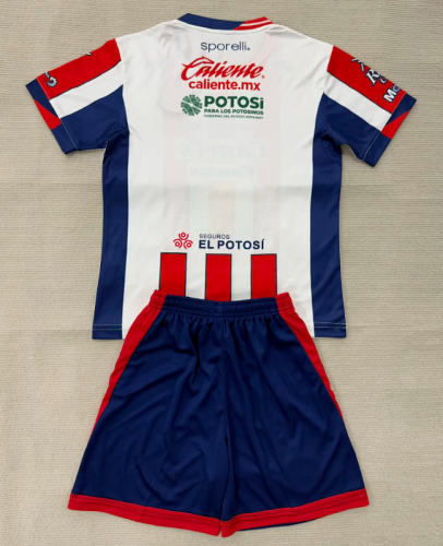 Youth Uniform Kids Kit 2025-2026 Atlético San Luis Home Soccer Jersey Shorts Child Football Set