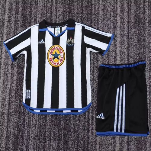 Retro Youth Uniform Kids Kit 1999-2000 Newcastle United Home Soccer Jersey Shorts Child Football Set