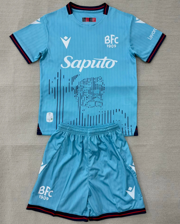 Youth Uniform Kids Kit 2025-2026 Bologna Third Away Soccer Jersey Shorts Child Football Set