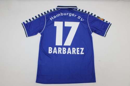 Retro Jersey 2000 HSV Hamburg SV BARBAREZ 17 Away Blue Soccer Jersey Hamburger Vintage Football Shirt