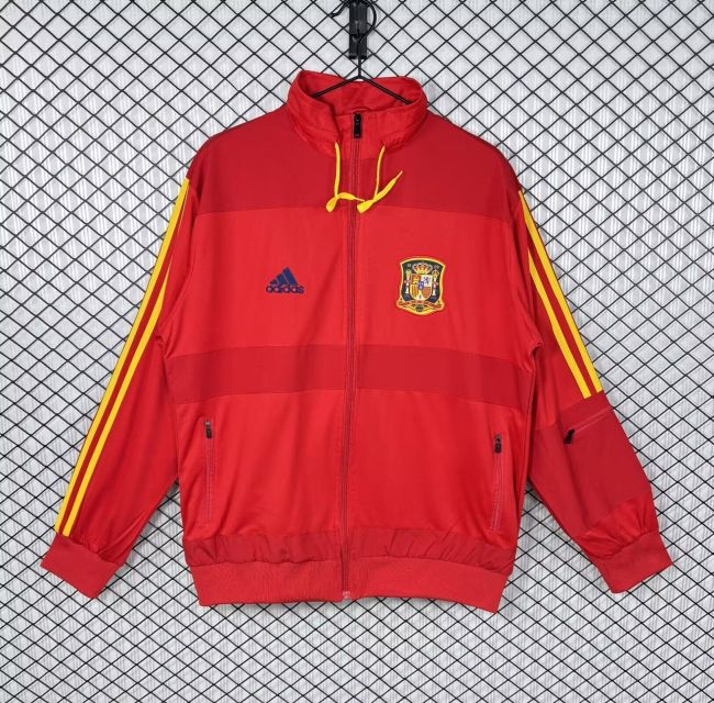 Retro Jacket 2010 Spain Red Soccer Windbreaker Jacket Football Jacket