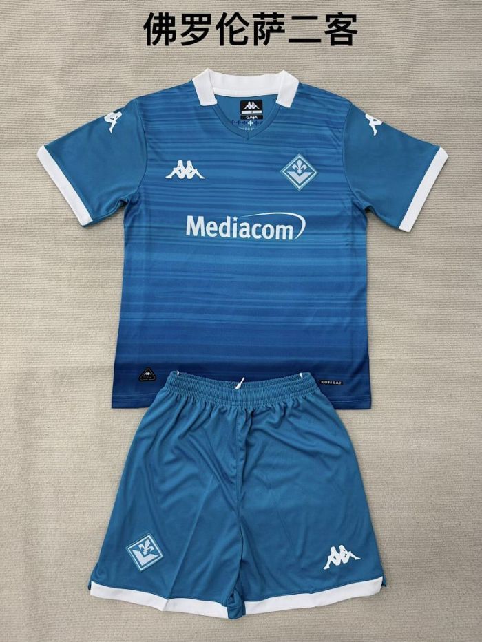 Youth Uniform Kids Kit 2025-2026 Fiorentina Third Away Soccer Jersey Shorts Child Football Set
