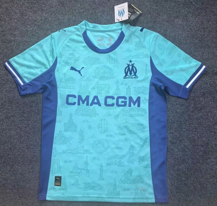 Fan Version 2025-2026 Olympique de Marseille Blue Goalkeeper Soccer Jersey Football Shirt