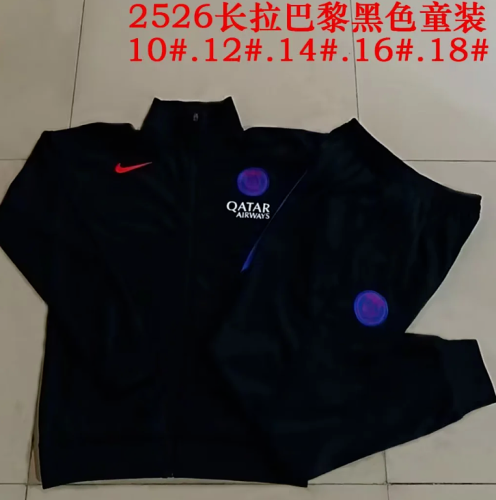 Youth 2025-2026 Paris Black Soccer Training Jacket PSG Football Jacket and Pants