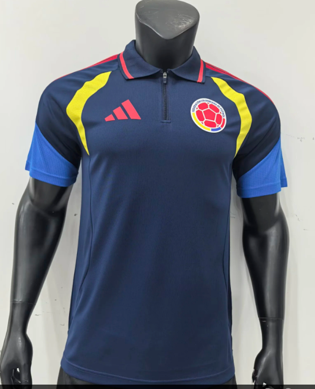 Fan Version 2026 Colombia Dark Blue Soccer Polo Football Polo