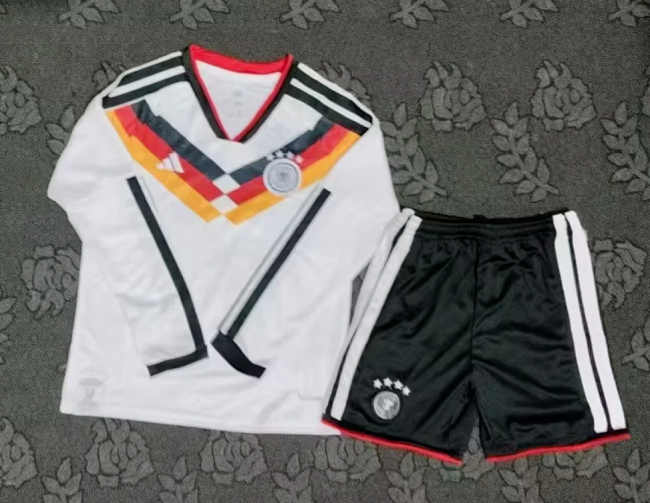 Long Sleeve Youth Uniform Kids Kit 2026 Germany Home Soccer Jersey Shorts Child Football Set