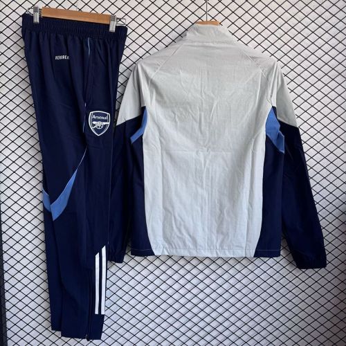 2025-2026 Arsenal Grey/Blue Soccer Windbreaker Jacket Football Jacket and Pants