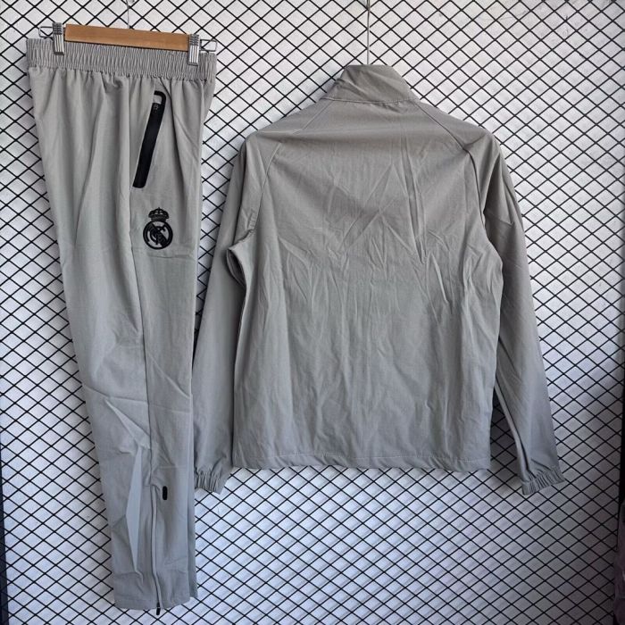 2025-2026 Real Madrid Grey Soccer Windbreaker Jacket Football Jacket and Pants