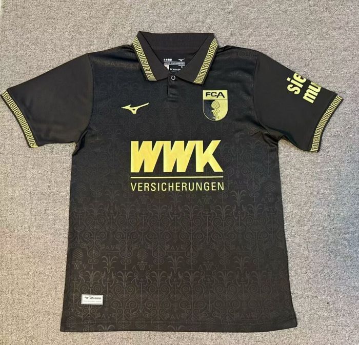 Fan Version FC Augsburg 2025-2026 Third Away Black Soccer Jersey Football Shirt