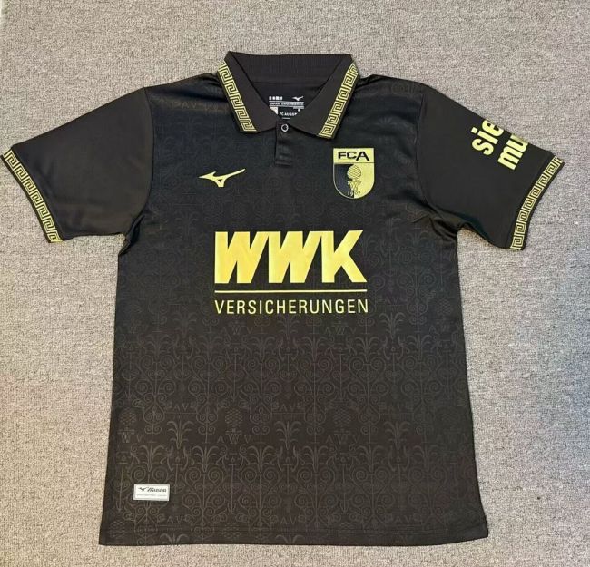 Fan Version FC Augsburg 2025-2026 Third Away Black Soccer Jersey Football Shirt