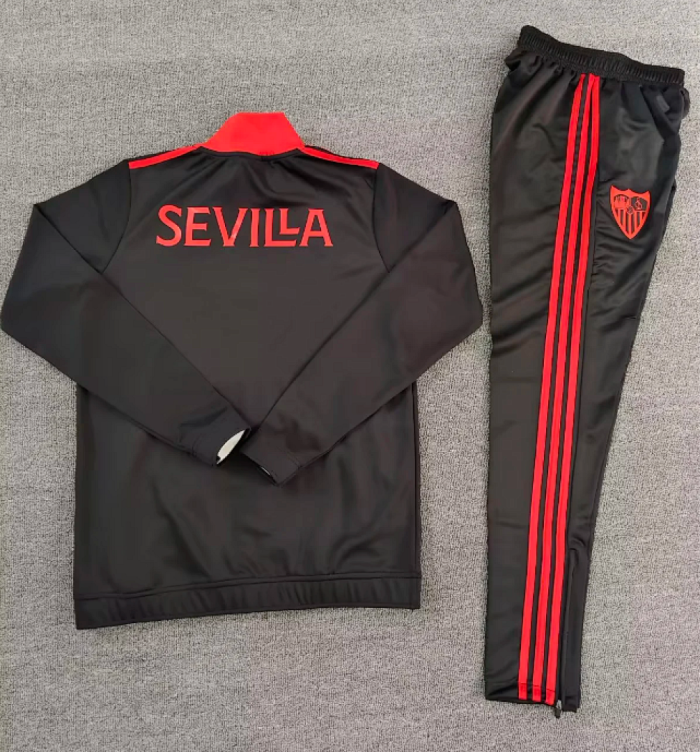 2025-2026 Sevilla Black Soccer Windbreaker Jacket Football Jacket and Pants
