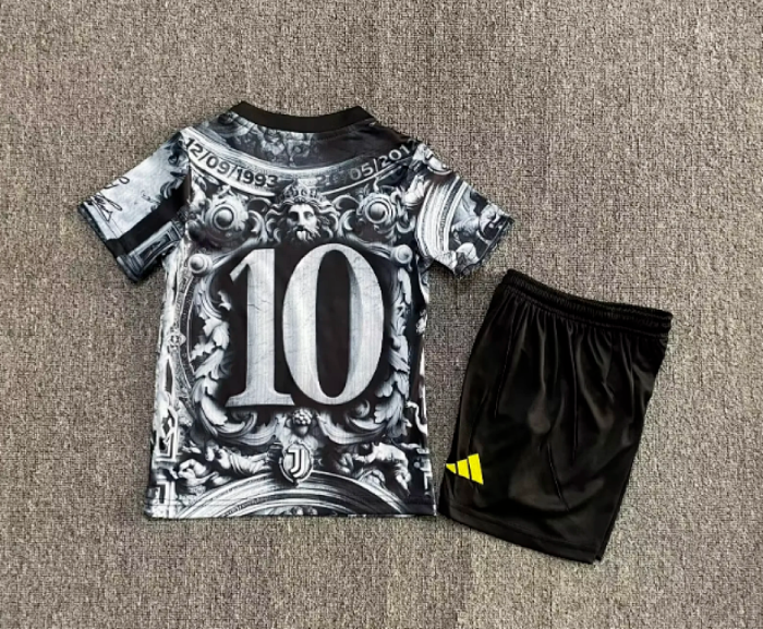 Youth Uniform Kids Kit 2025-2026 Juventus Del Piero Prematch Soccer Jersey Shorts Child Football Set