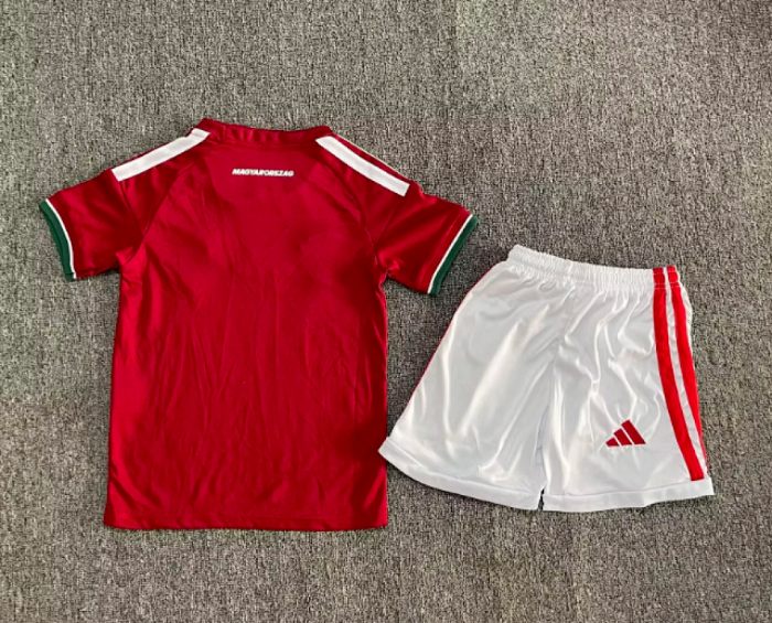 Youth Uniform Kids Kit 2026 Hungary Home Soccer Jersey Shorts Child Football Set