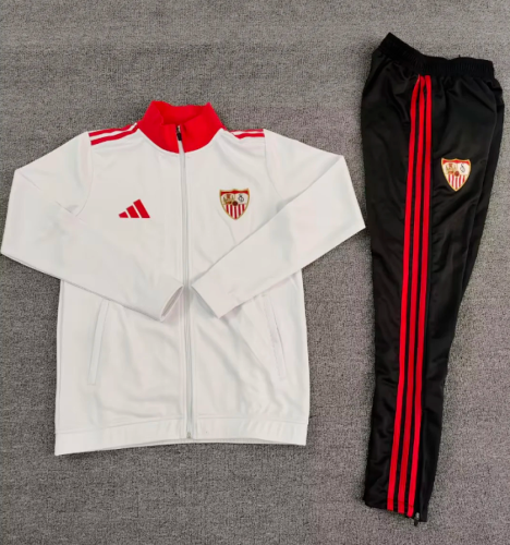 2025-2026 Sevilla White Soccer Windbreaker Jacket Football Jacket and Pants