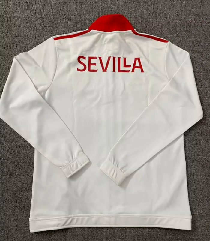 2025-2026 Sevilla White Soccer Windbreaker Jacket Football Jacket and Pants