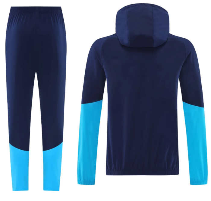 with Caps 2025-2026 Spain Dark Blue Soccer Windbreaker Hoodie and Pants Football Hoody