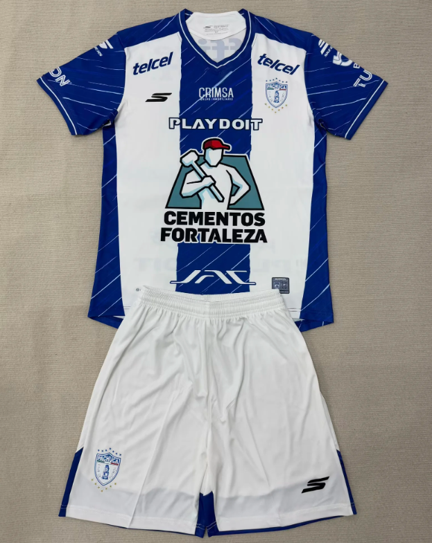 Youth Uniform Kids Kit 2025-2026 Pachuca Home Soccer Jersey Shorts Child Football Set