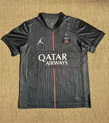 with one Star Fan Version 2025-2026 PSG Fourth Away Black Soccer Jersey Paris Football Maillot