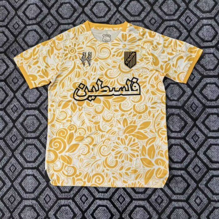 Fan Version 2025-2026 Palestine Yellow Soccer Jersey FC Palestina Football Shirt