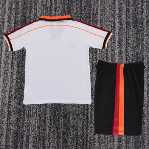 Retro Youth Uniform Kids Kit 1998-1999 As Roma Away White Soccer Jersey Shorts Vintage Child Football Set