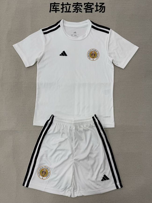 Youth Uniform Kids Kit 2025-2026 Curaçao Away White Soccer Jersey Shorts Child Football Set