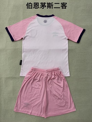 with Sponor Logo Youth Uniform Kids Kit 2025-2026 Bournemouth Third Away Pink Soccer Jersey Shorts Child Football Set